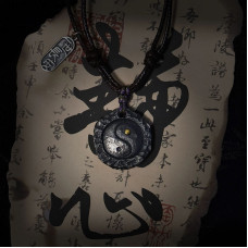 Gold-Plated Tai Chi Pendant, Handmade Bagua Necklace