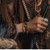 Vintage Black Obsidian Bracelet , Double-Layer Niche Tiger Eye Bead Wristband