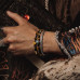 Vintage Black Obsidian Bracelet , Double-Layer Niche Tiger Eye Bead Wristband